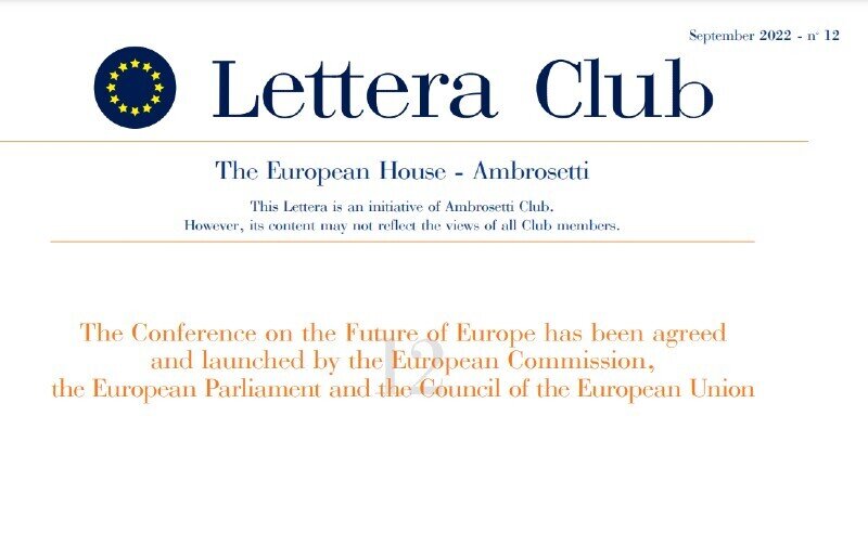 Lettera Club Europe n. 12 - News about the conference on the future of Europe