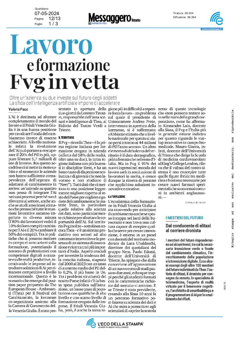 Jobs and education, Friuli Venezia Giulia at the top
