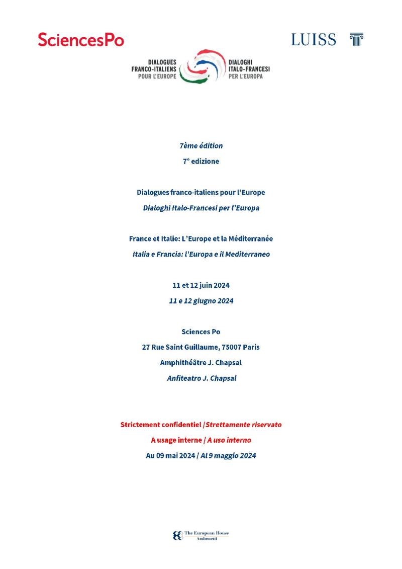 Programme - Italian-French Dialogue, June 11-12, 2024