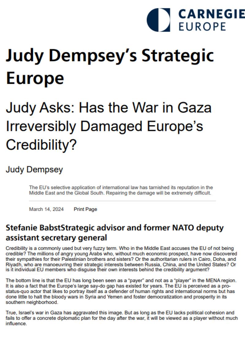 Judy Asks: Has the War in Gaza Irreversibly Damaged Europe’s Credibility?