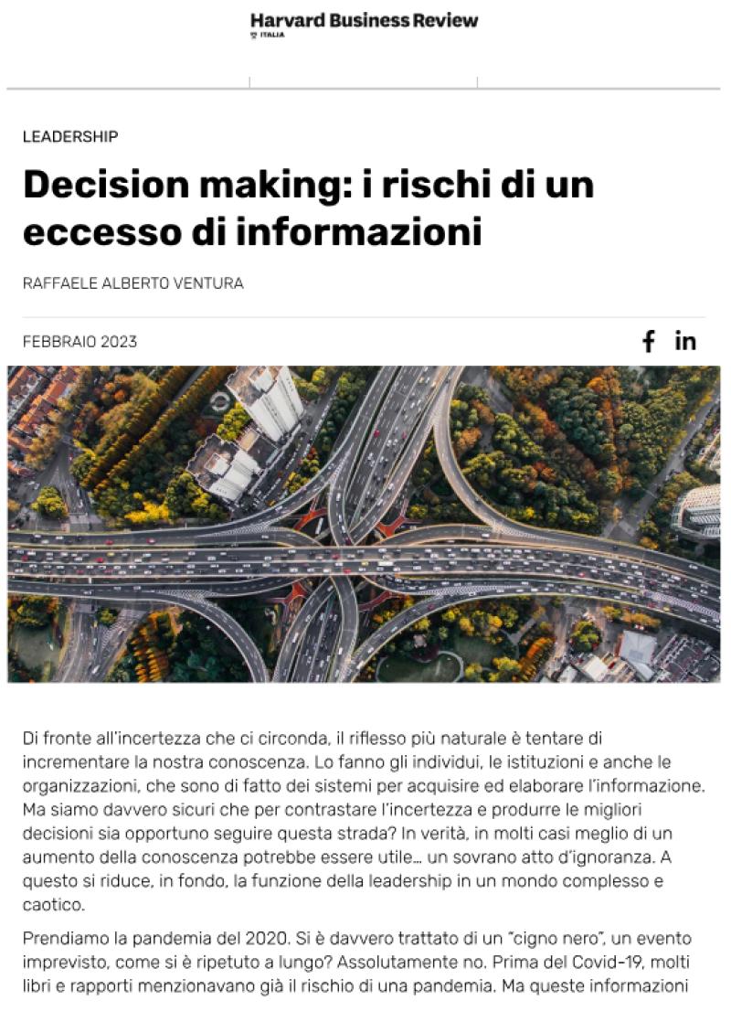 Decision making: i rischi di un eccesso di informazioni