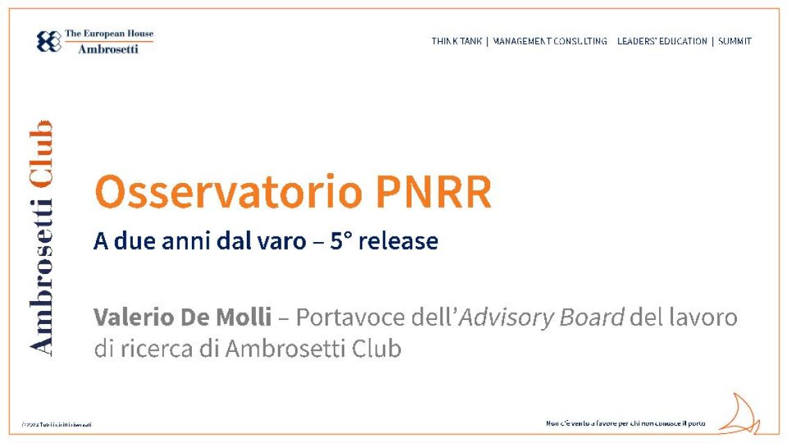 Osservatorio PNRR. A due anni dal varo - Presentazione di Valerio De Molli