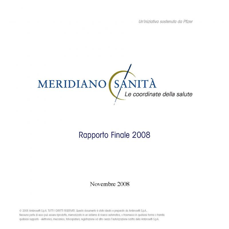 Meridiano Sanità 2008 - Rapporto Finale