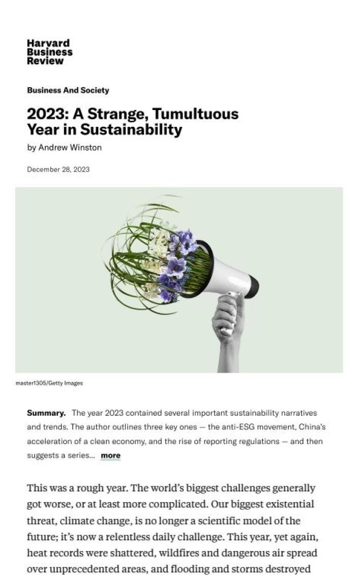 2023: A strange, tumultuous year in sustainability