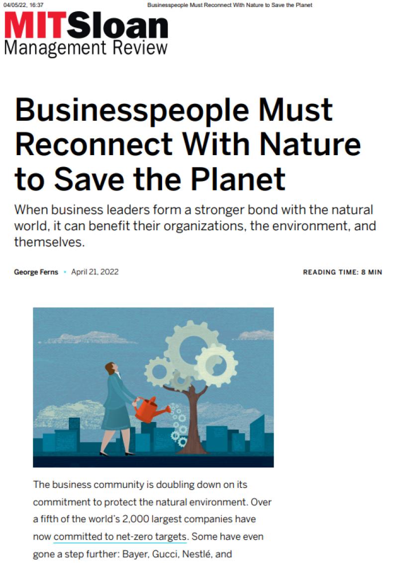 Businesspeople Must Reconnect With Nature to Save the Planet