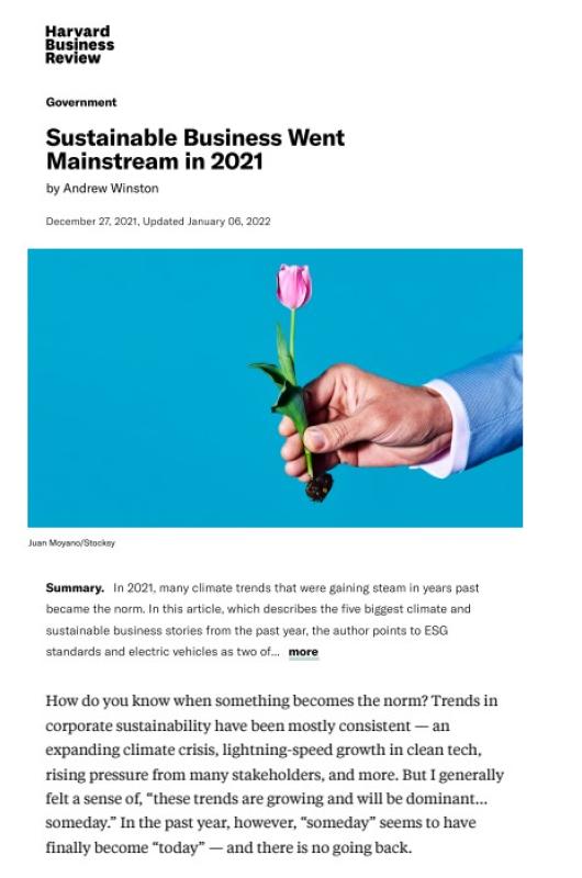 Sustainable Business Went Mainstream in 2021