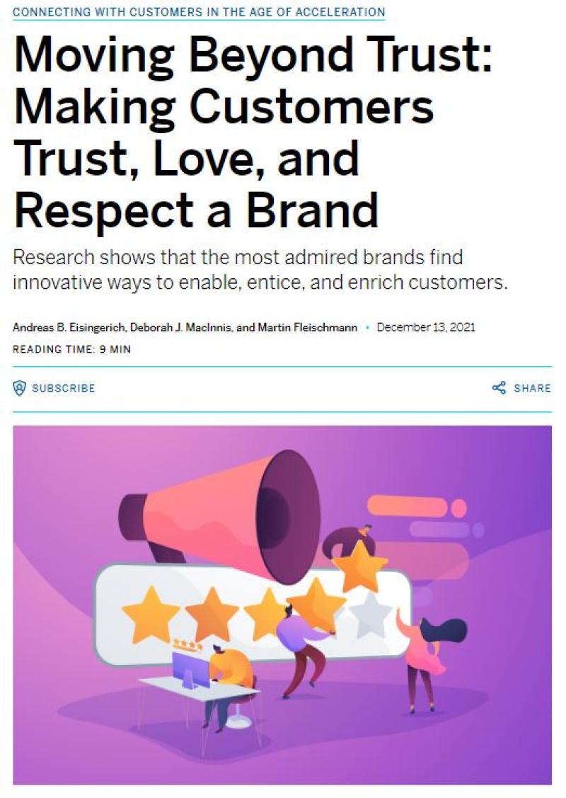 Moving beyond trust: making customers trust, love, and respect a brand