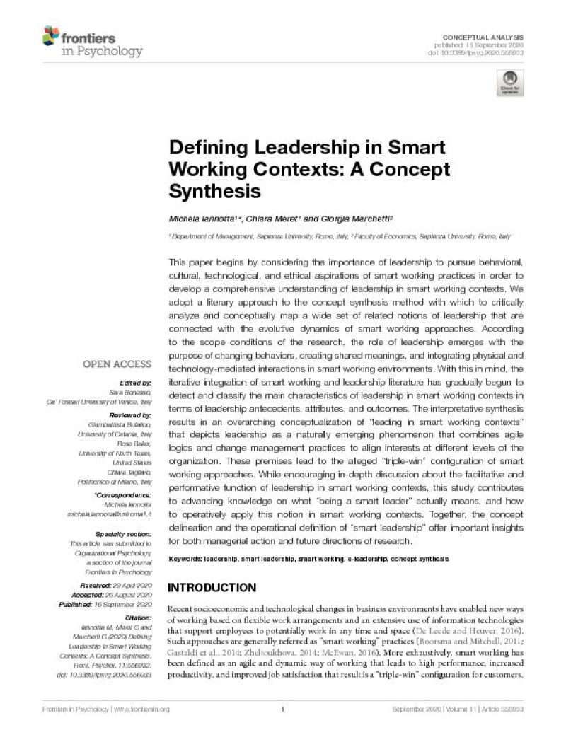Defining Leadership in a Smart Working Contexts
