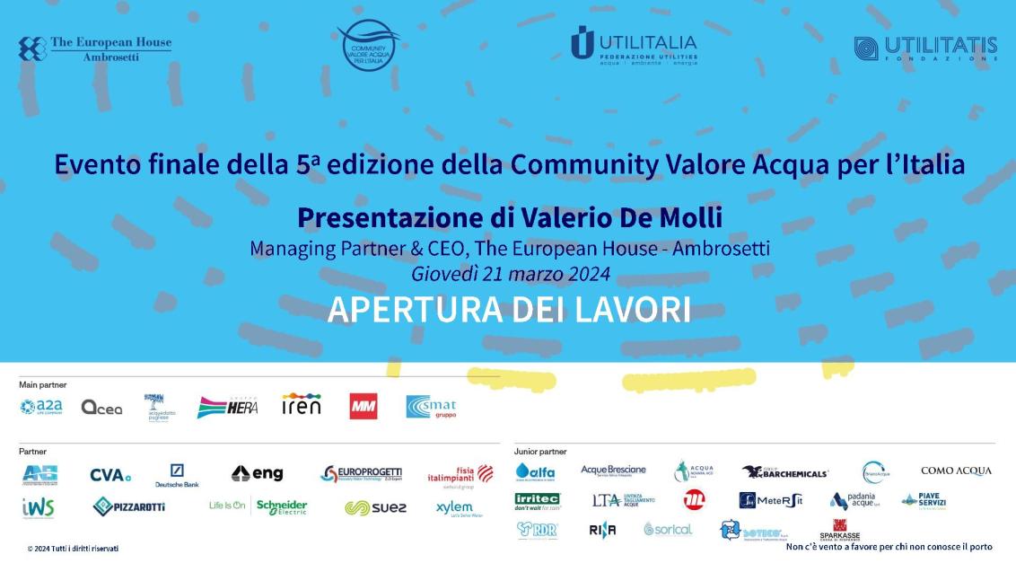 Presentazione Valerio De Molli - Apertura - Valore Acqua 2024