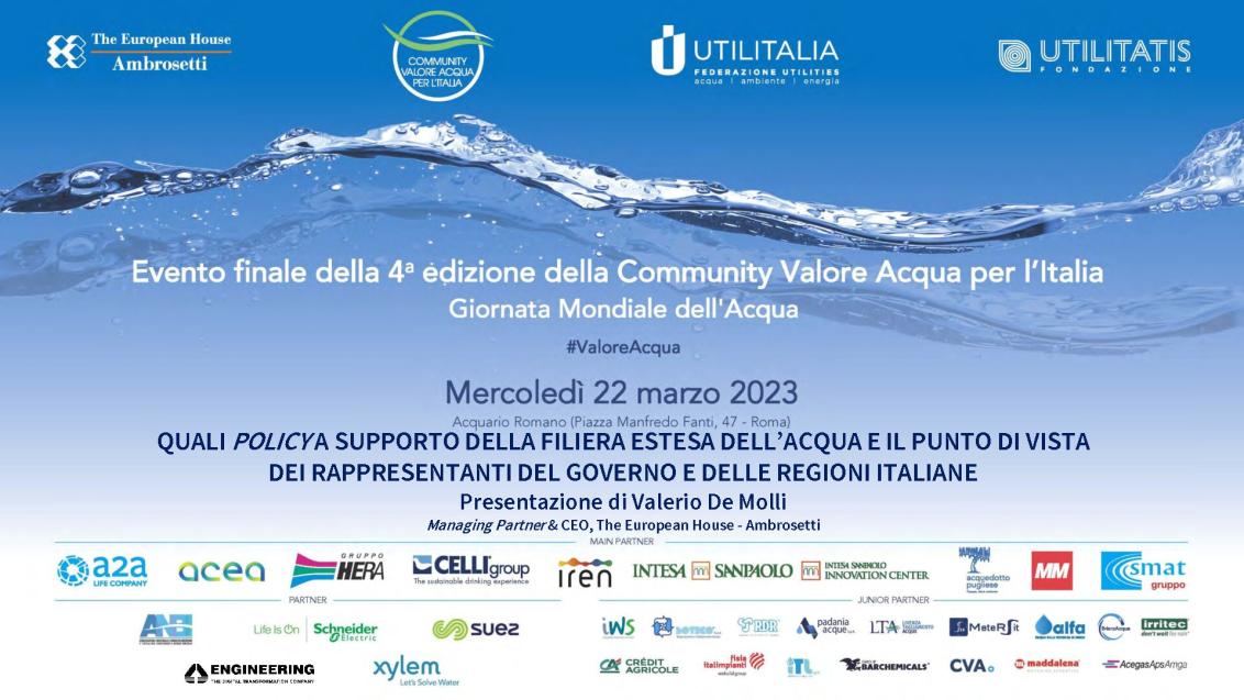 Presentation by Valerio De Molli - Policies - Value of Water 2023