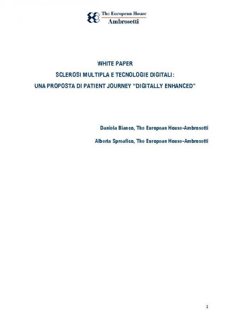 Sclerosi multipla e tecnologie digitali: una proposta di patient journey “digitally enhanced”