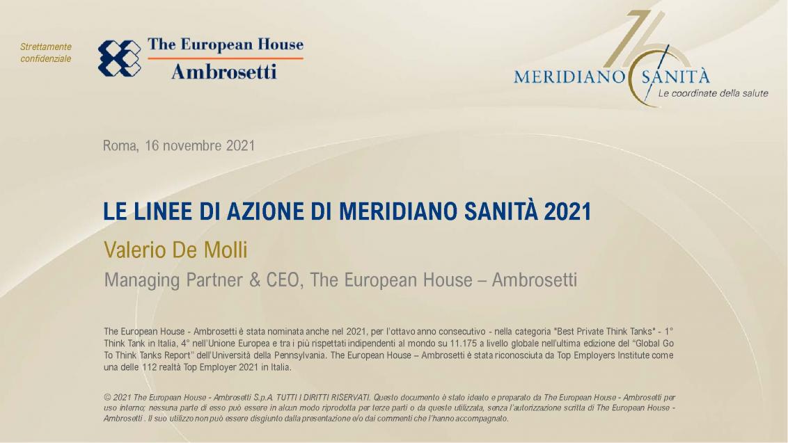 Meridiano Sanità 2021 - Presentazione di Valerio De Molli
