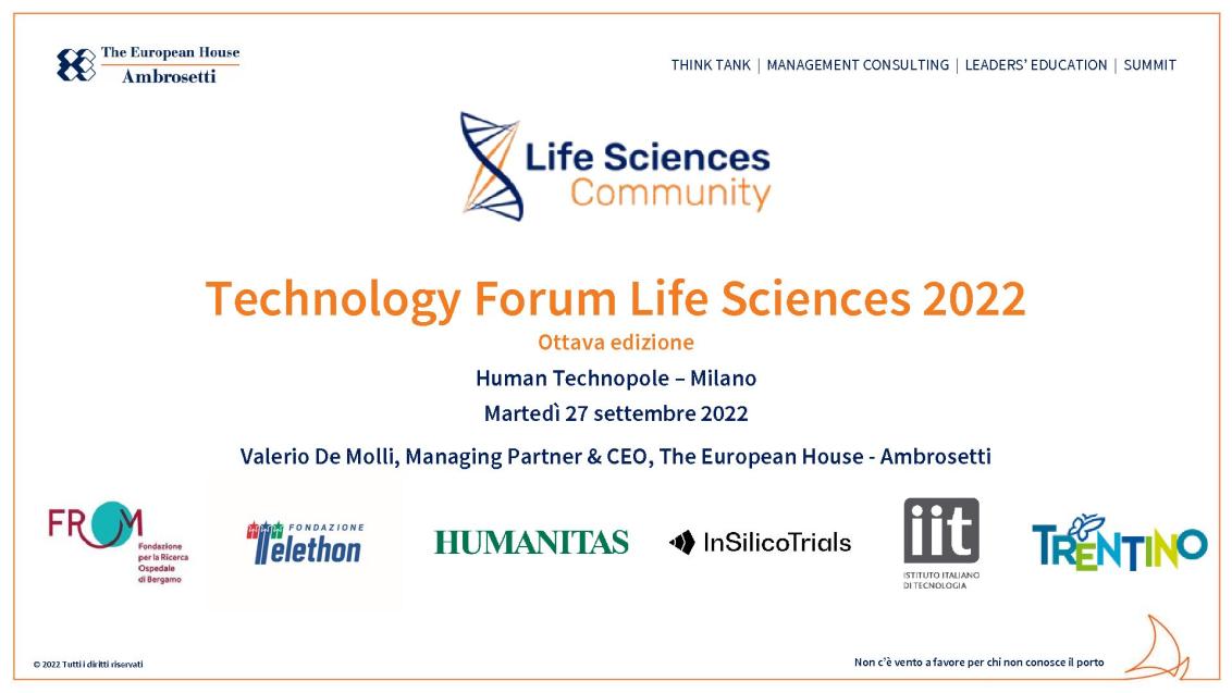 Presentazione di Valerio De Molli - Technology Forum Life Sciences 2022