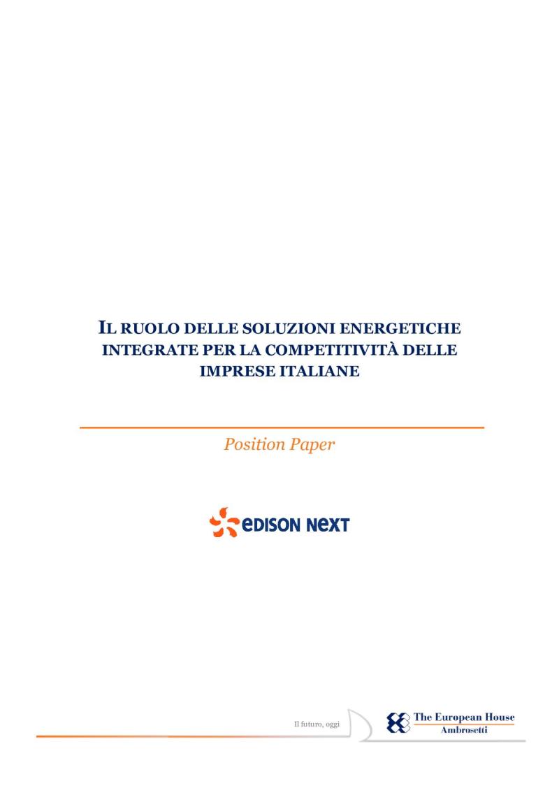 Il ruolo delle soluzioni energetiche integrate per la competitività delle imprese italiane
