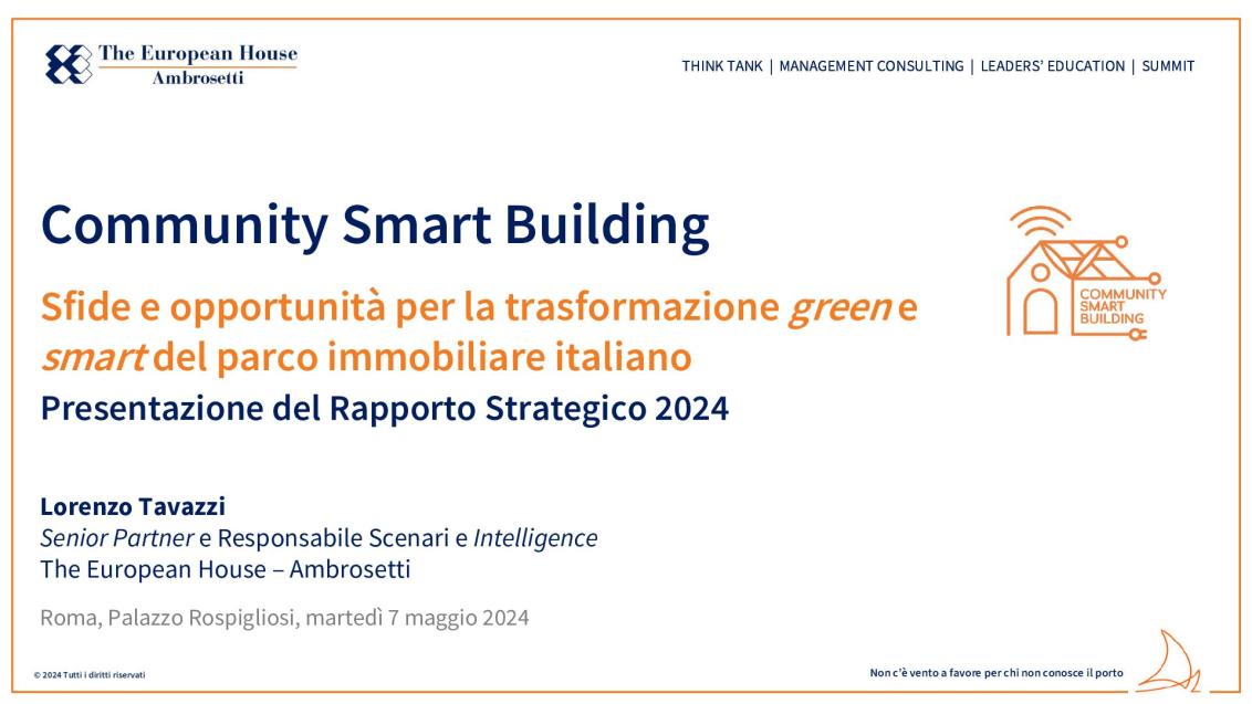 Presentation by Lorenzo Tavazzi - Smart Building Community 2024