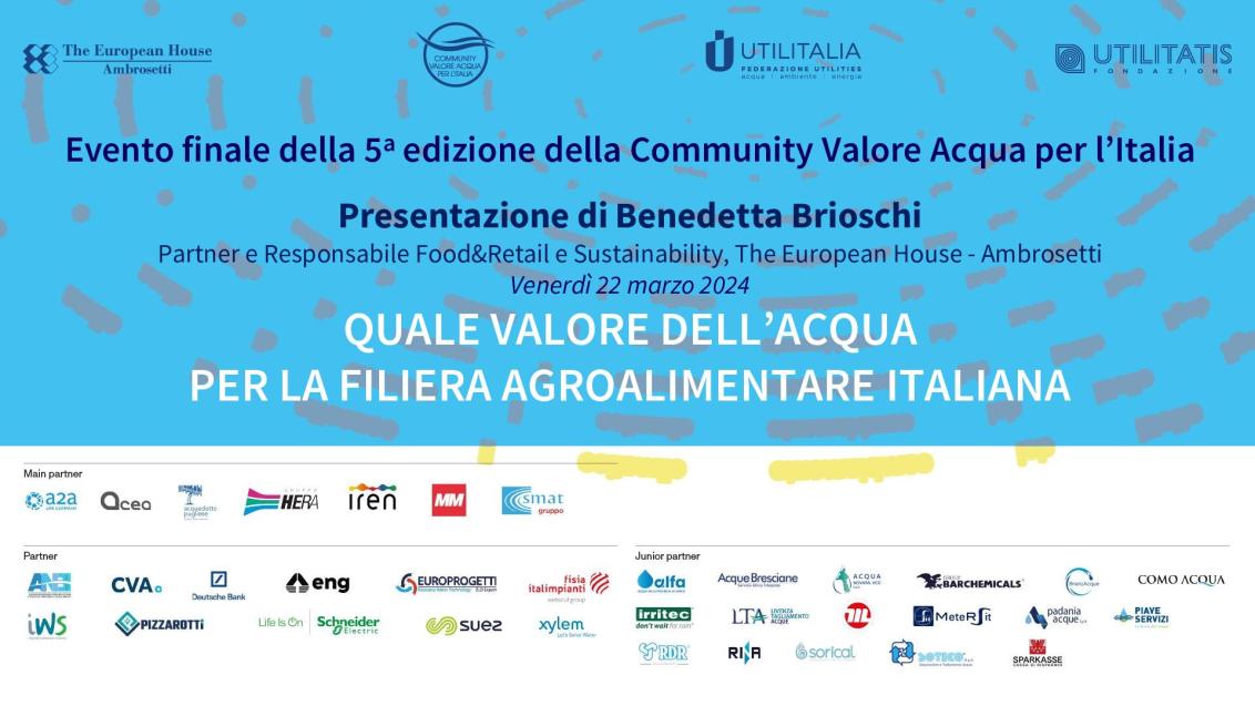 Presentazione di Benedetta Brioschi - Agricoltura - Valore Acqua 2024
