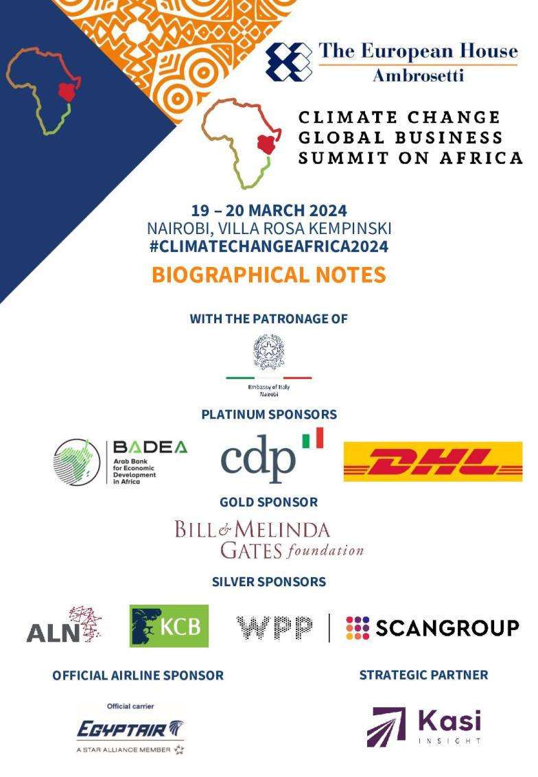 Biographical Notes - Climate Change Global Business Summit on Africa 2024