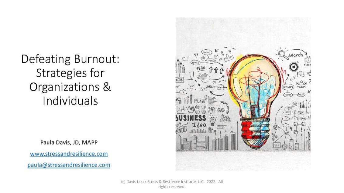 Defeating Burnout: Strategies for Organizations & Individuals