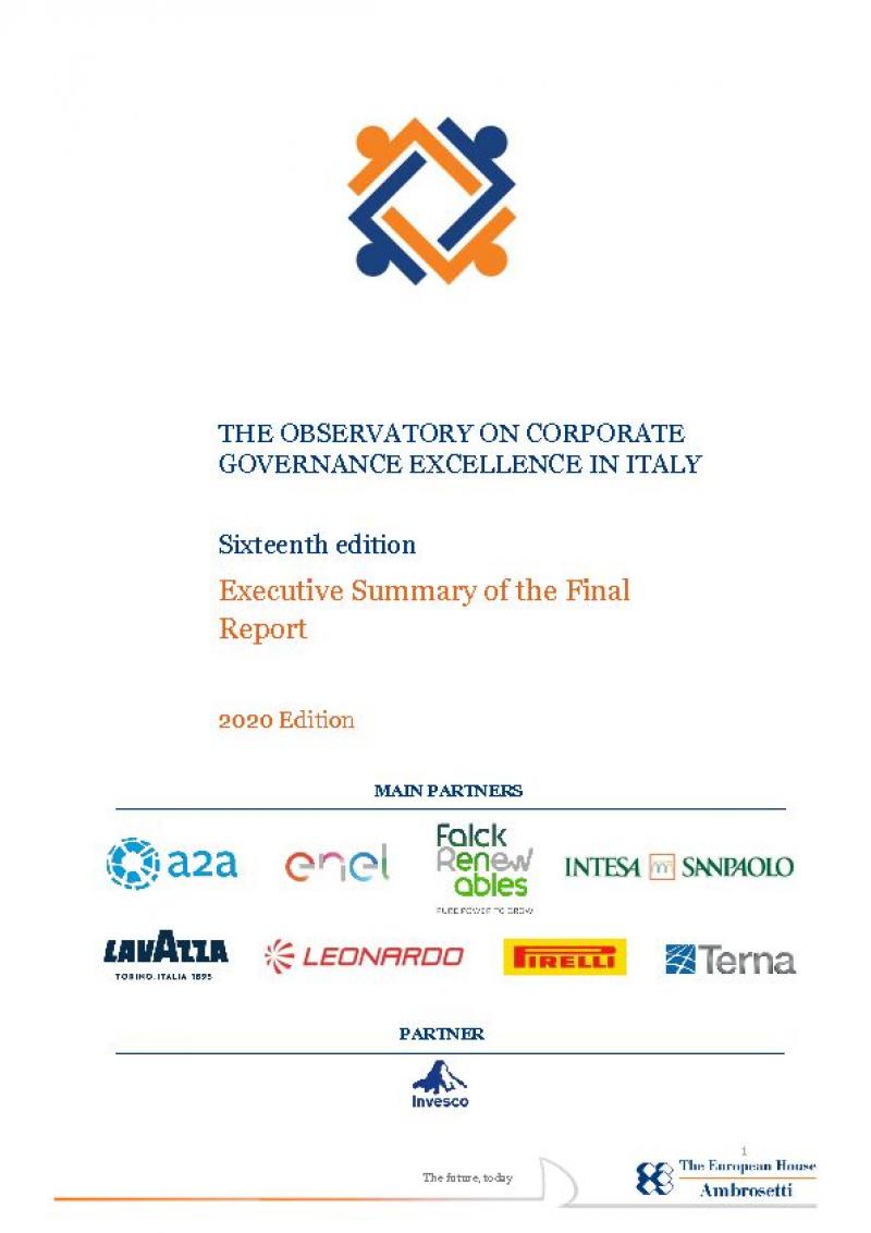 The Observatory on Corporate Governance Excellence in Italy - Executive Summary of the Final Report 2020