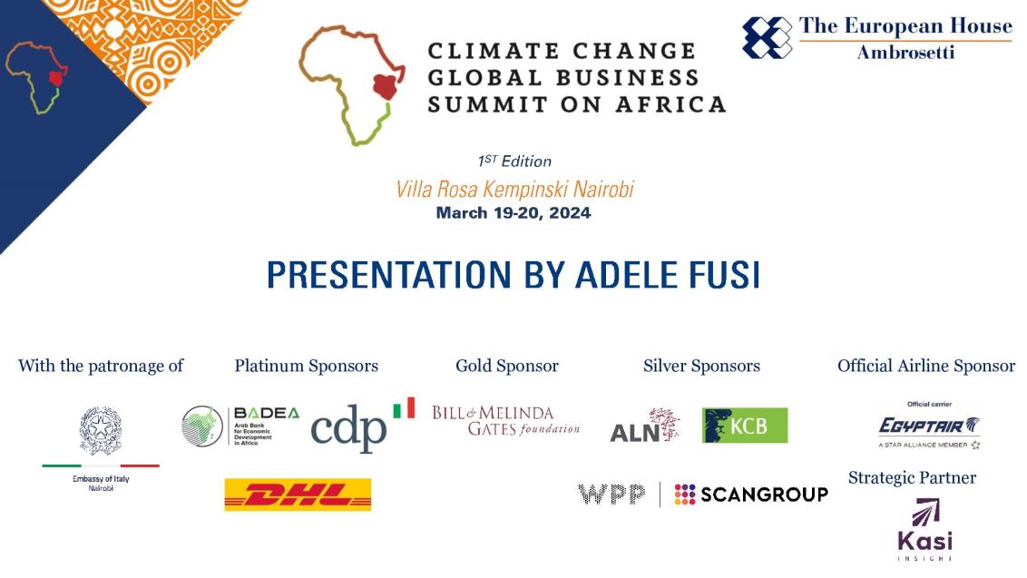 Presentation by Adele Fusi - Climate Change Global Business Summit on Africa 2024