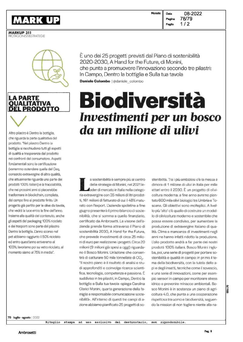 Biodiversìtà. Investimenti per un bosco da un milione di ulivi