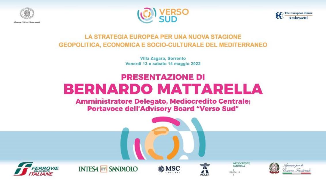 Presentation by Bernardo Mattarella - 2022 Verso Sud 