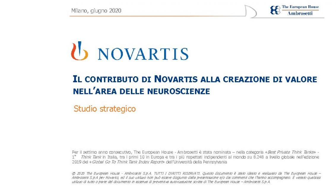 Il contributo di Novartis alla creazione di valore nell'area delle neuroscienze - Studio Strategico