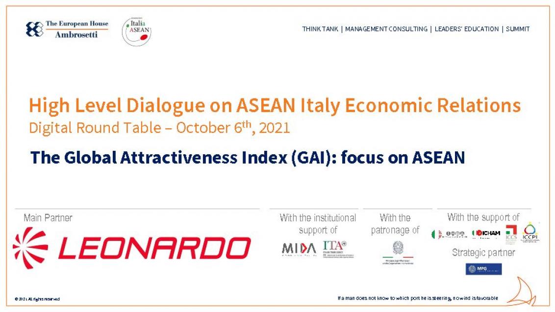 The Global Attractiveness Index (GAI): focus on ASEAN