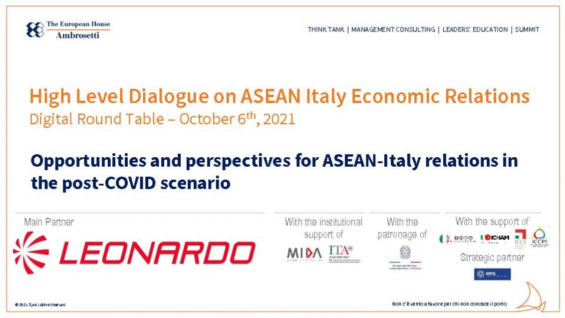 Opportunities and perspectives for ASEAN-Italy relations in the post-COVID scenario