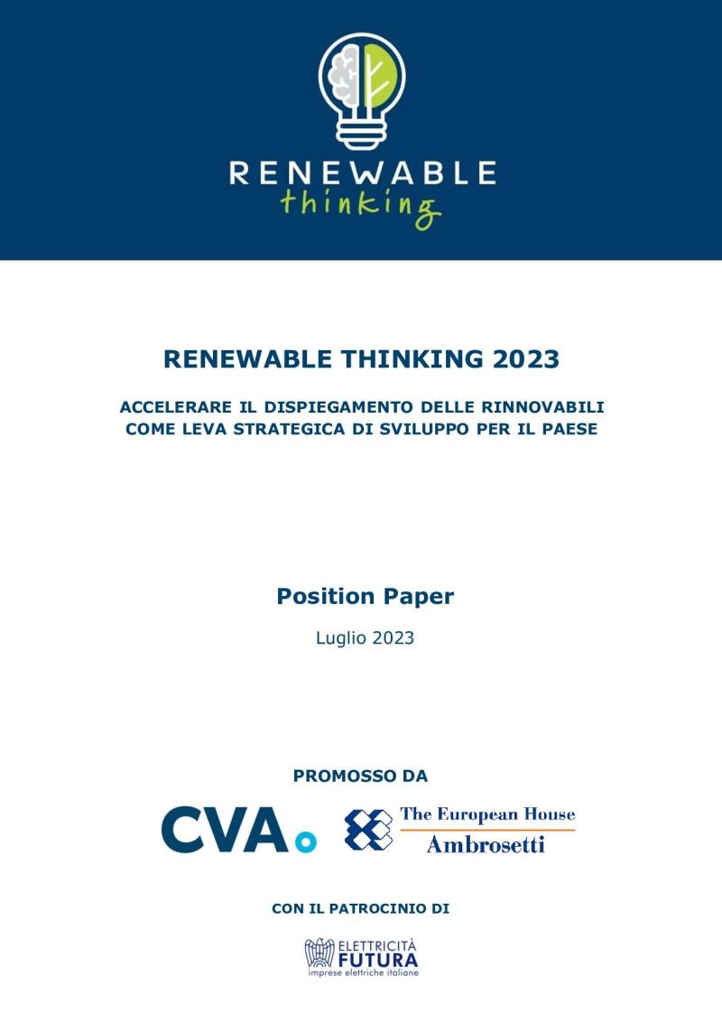 Renewable Thinking. Accelerare il dispiegamento delle rinnovabili come leva strategica di sviluppo