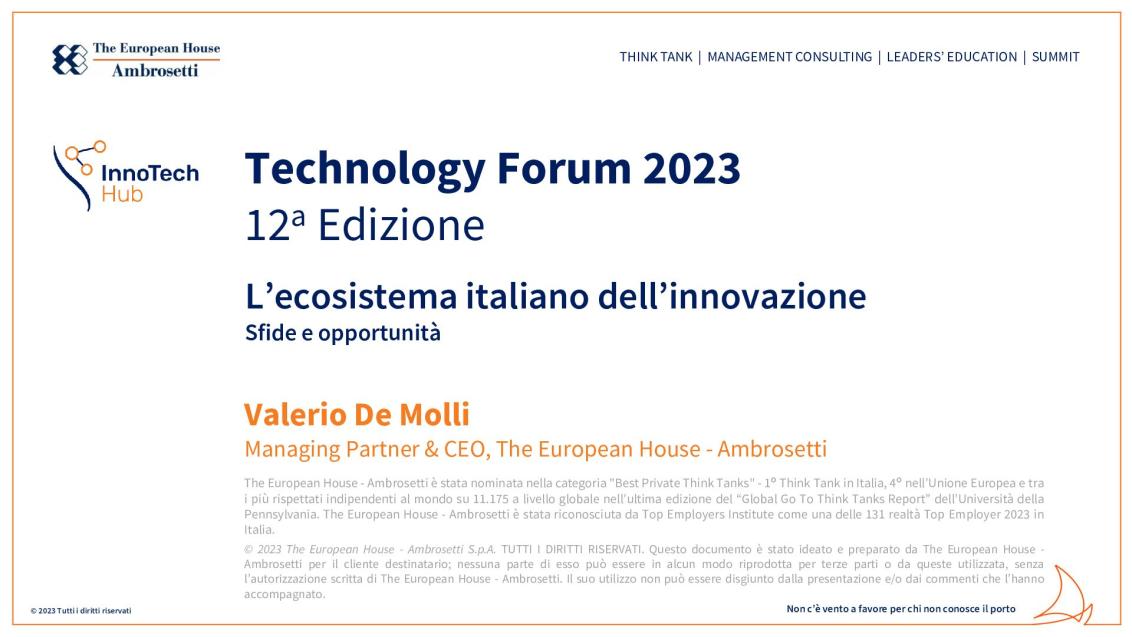 Presentazione di Valerio De Molli - Technology Forum 2023
