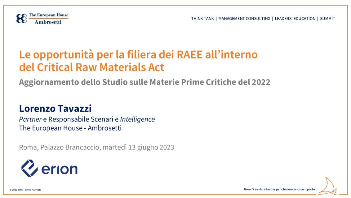 Le opportunità per la filiera dei RAEE all’interno del Critical Raw Materials Act