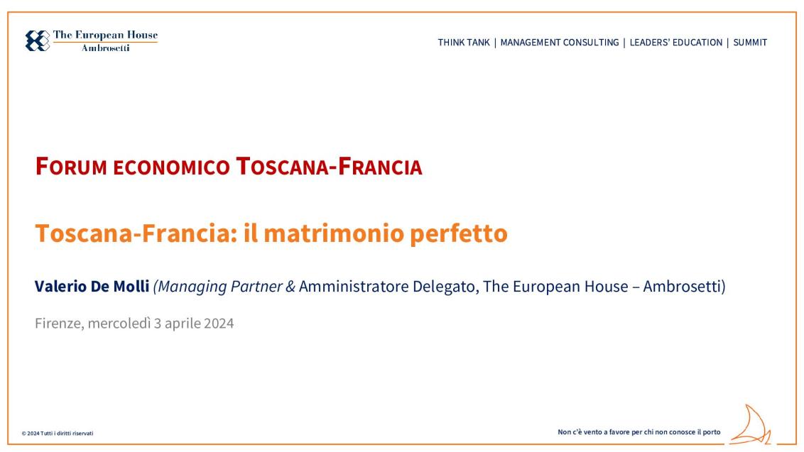 Presentazione di Valerio De Molli - Toscana-Francia, il matrimonio perfetto