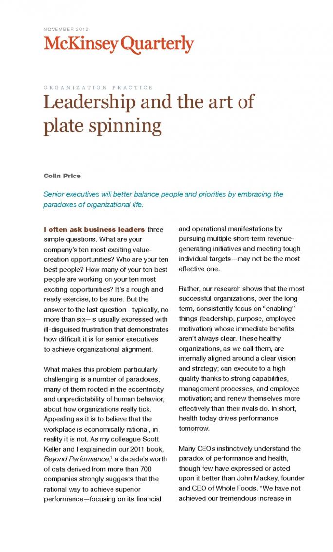 Leadership and the Art of Plate Spinning