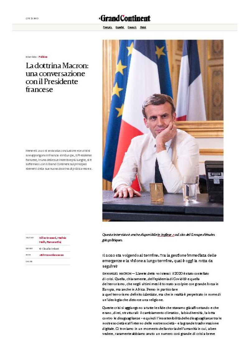 La dottrina Macron: una conversazione con il Presidente francese