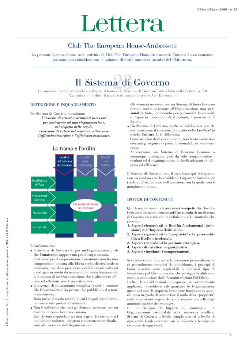 Lettera Club n. 23 - The system of government