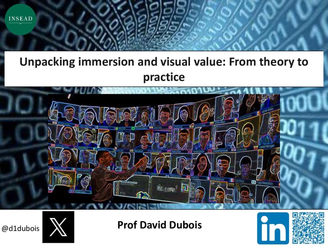 Unpacking immersion and visual value: From theory to practice