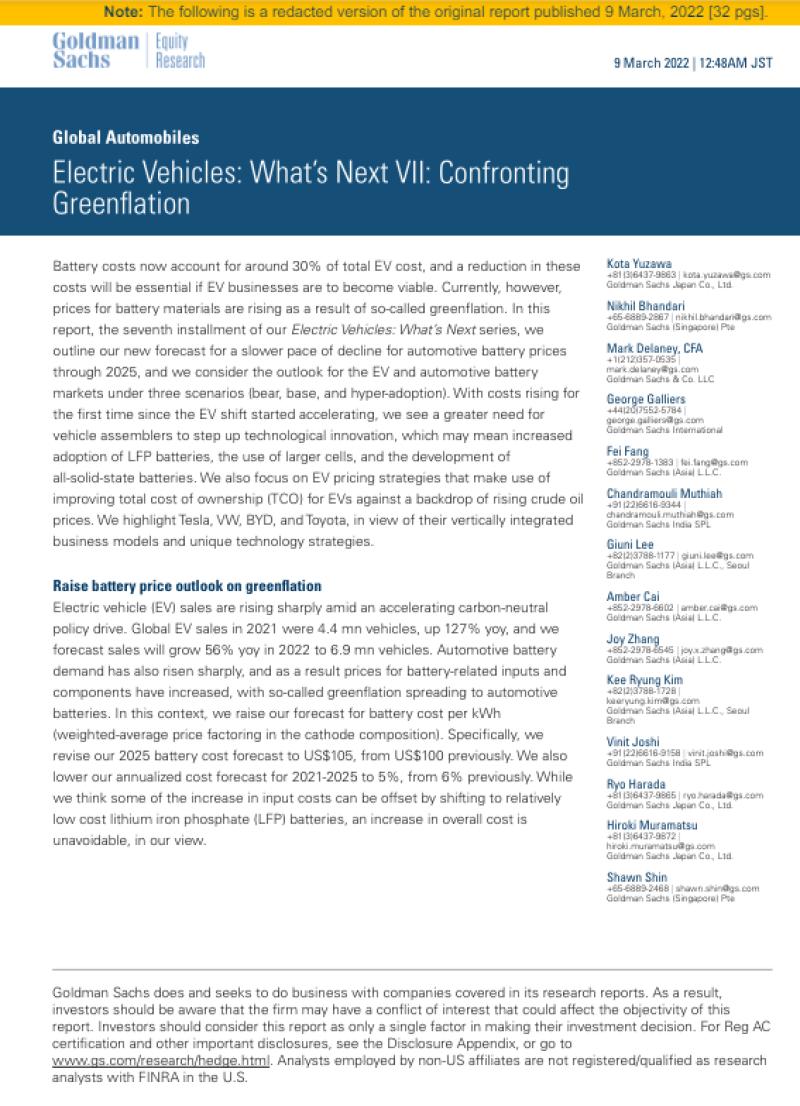 Electric Vehicles: What’s Next VII: Confronting Greenflation