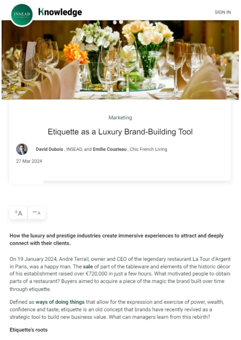 Etiquette as a Luxury Brand-Building Tool