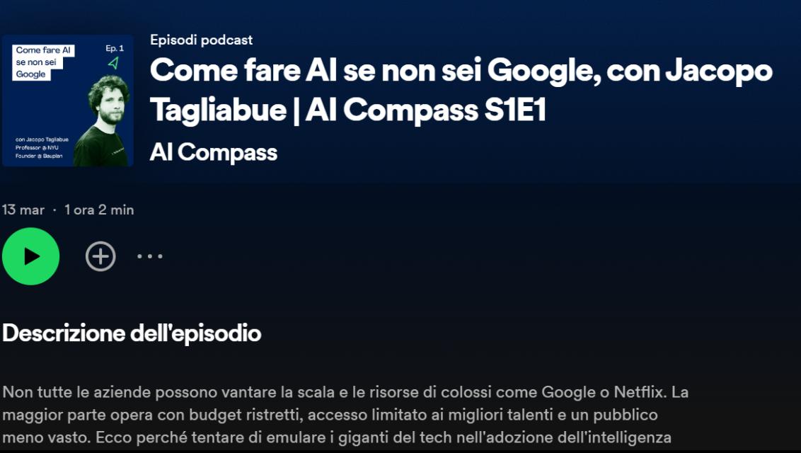 Come fare AI se non sei Google, con Jacopo Tagliabue